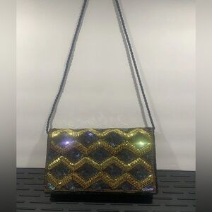 Vintage colorful sequin velvet clutch or handbag